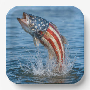 Patriottische Amerikaanse Vlag Vis Papieren Bordje