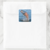 Patriottische Amerikaanse Vlag Vis Vierkante Sticker (Tas)