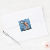 Patriottische Amerikaanse Vlag Vis Vierkante Sticker (Envelop)