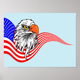 Patriottische Amerikaanse vlag Vlag Bald eagle art Poster