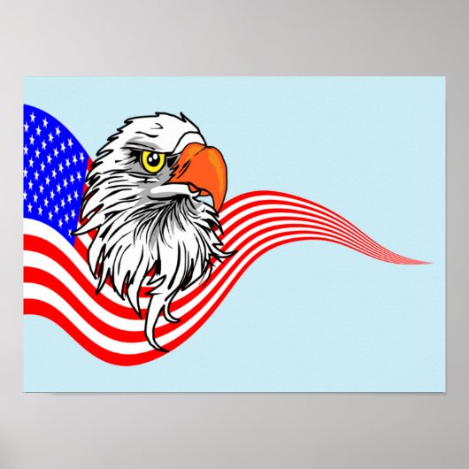 Patriottische Amerikaanse vlag Vlag Bald eagle art Poster (Voorkant)