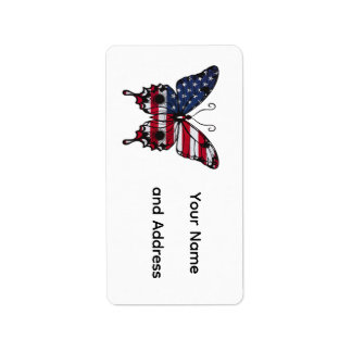 Patriottische Amerikaanse Vlag Vlinder Etiket