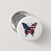 Patriottische Amerikaanse Vlag Vlinder Ronde Button 3,2 Cm (Voorkant /achterkant)