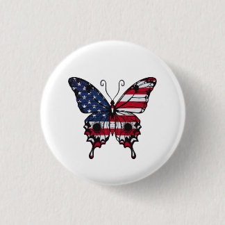 Patriottische Amerikaanse Vlag Vlinder Ronde Button 3,2 Cm