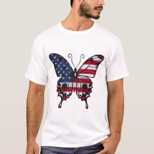 Patriottische Amerikaanse Vlag Vlinder T-shirt