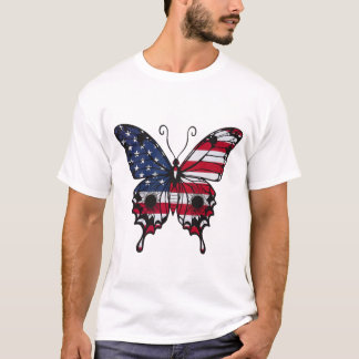 Patriottische Amerikaanse Vlag Vlinder T-shirt