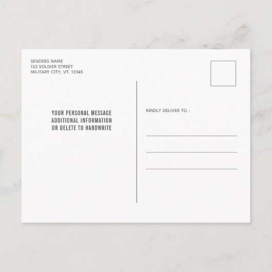 Patriottische Amerikaanse vlag voor militaire pens Aankondigingskaart (Achterkant)