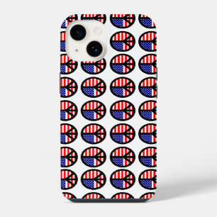 Patriottische Amerikaanse vlag vredesteken stippen iPhone 14 Hoesje