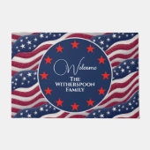 Patriottische Amerikaanse vlag Welkom Home Familie Deurmat (Voorkant)