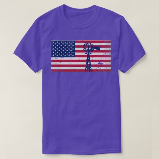 Patriottische Amerikaanse vlag Windmill USA, 4 jul T-shirt (Design voorkant)