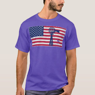 Patriottische Amerikaanse vlag Windmill USA, 4 jul T-shirt