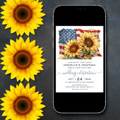 Patriottische Amerikaanse vlag Zonnebloem Bruiloft Kaart