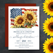 Patriottische Amerikaanse vlag Zonnebloem Bruiloft Kaart