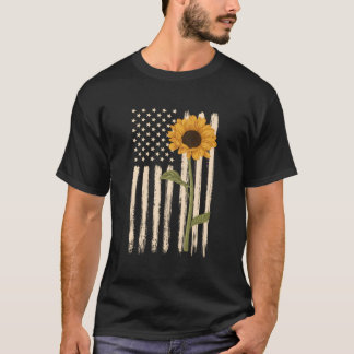 Patriottische Amerikaanse vlag Zonnebloem Casual G T-shirt