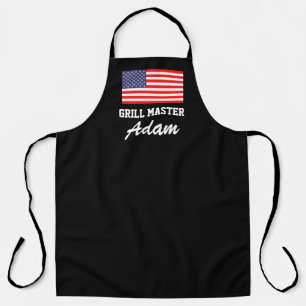Patriottische Amerikaanse vlag zwarte grill master Schort