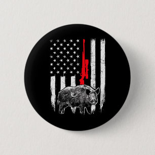 Patriottische Amerikaanse Vlag - Zwijnenjacht Wild Ronde Button 5,7 Cm