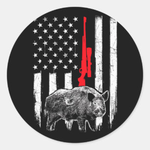Patriottische Amerikaanse Vlag - Zwijnenjacht Wild Ronde Sticker