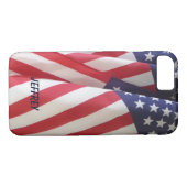 Patriottische Amerikaanse vlaggen, gepersonaliseer Case-Mate iPhone Case (Achterkant (Horizontaal))