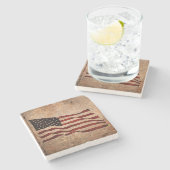 Patriottische  Amerikaanse vlaggen-onafhankelijkhe Stenen Onderzetter (Zijkant)