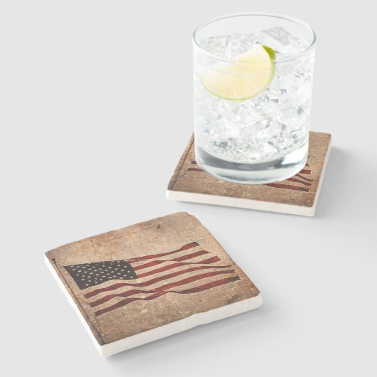 Patriottische Amerikaanse vlaggen-onafhankelijkhe Stenen Onderzetter (Zijkant)