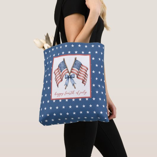 Patriottische Amerikaanse vlaggen Vier juli Tote Bag (Dichtbij)