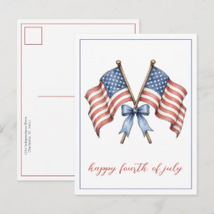 Patriottische Amerikaanse vlaggen Vierde Juli Briefkaart