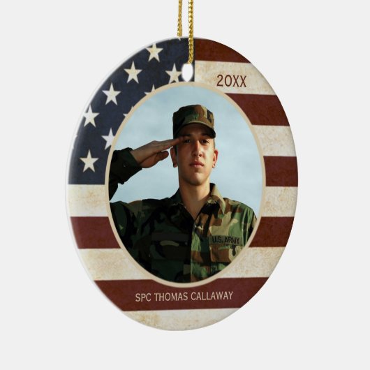 Patriottische  Amerikaanse vlaggenfoto Keramisch Ornament (Rechts)