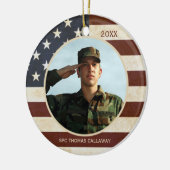 Patriottische  Amerikaanse vlaggenfoto Keramisch Ornament (Links)