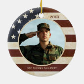 Patriottische  Amerikaanse vlaggenfoto Keramisch Ornament (Achterkant)