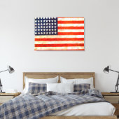 Patriottische Amerikaanse Vlaggenmuur Canvas Art (Insitu (Slaapkamer))