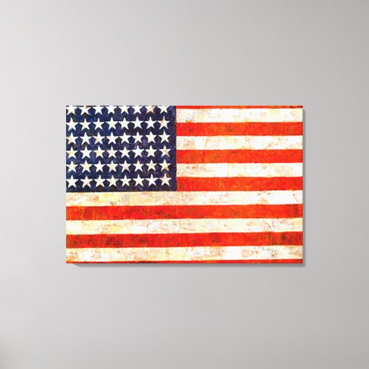 Patriottische Amerikaanse Vlaggenmuur Canvas Art (Voorkant)