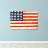 Patriottische Amerikaanse Vlaggenmuur Canvas Art (Insitu (Houten vloer))