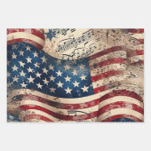 Patriottische Amerikaanse Vlaggenmuziek Inpakpapier Vel (Voorkant 3)