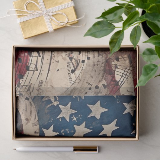  Patriottische Amerikaanse Vlaggenmuziek Tissuepapier (Geschenk)