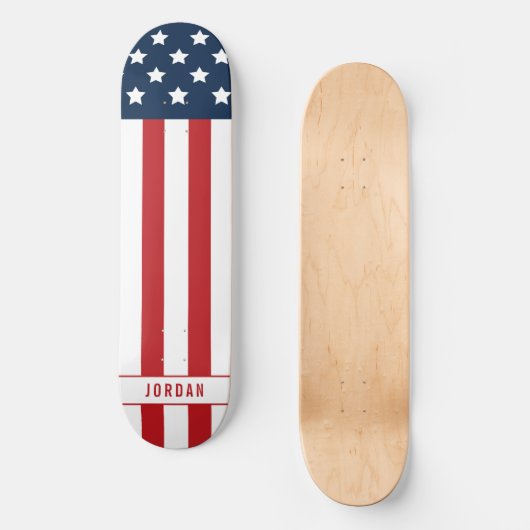 Patriottische Amerikaanse vlaggennaam Persoonlijk Skateboard (Voorkant)