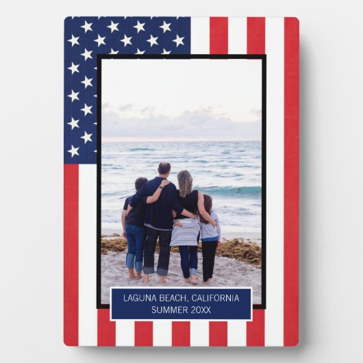 Patriottische Amerikaanse vlaggestaren en stripes Fotoplaat (voorkant)