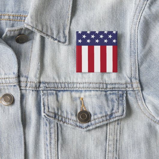 Patriottische Amerikaanse vlaggestaren en stripes Vierkante Button 5,1 Cm (In situ)