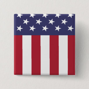 Patriottische Amerikaanse vlaggestaren en stripes Vierkante Button 5,1 Cm
