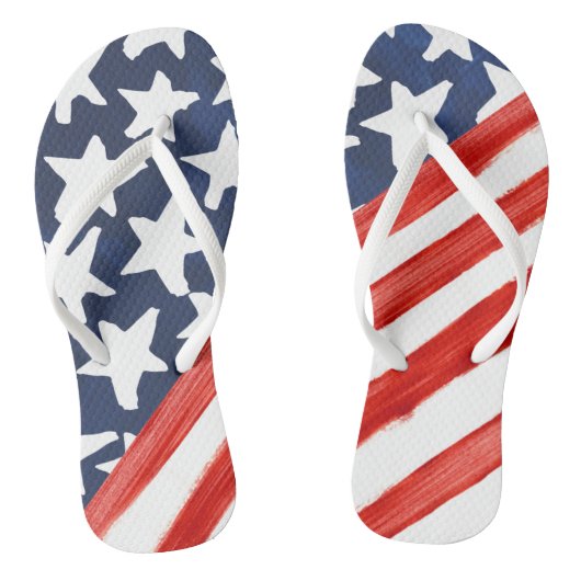 Patriottische Amerikaanse vlaggestaren stripes Teenslippers (Voetbed)