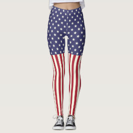 Patriottische Amerikaanse vlaggestars en Stripes U Leggings