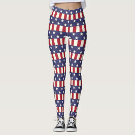 Patriottische Amerikaanse vlaggestars en Stripes U Leggings
