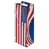 Patriottische Amerikaanse vlaggestars en stripes Wijn Cadeautas (Achterkant Gekanteld)