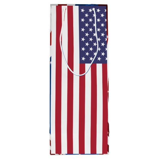 Patriottische Amerikaanse vlaggestars en stripes Wijn Cadeautas (Achterkant)