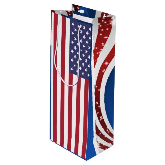 Patriottische Amerikaanse vlaggestars en stripes Wijn Cadeautas (Voorkant Gekanteld)