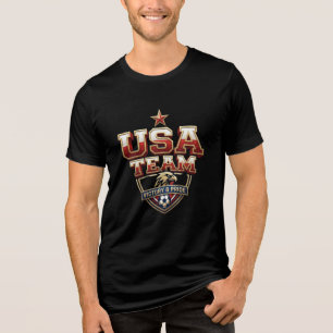Patriottische Amerikaanse Voetbalfan Tri-Blend Shirt