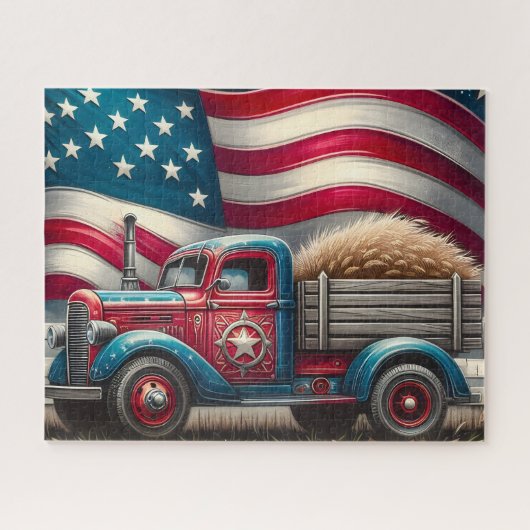 Patriottische Amerikaanse Vrachtwagen Legpuzzel (Horizontaal)