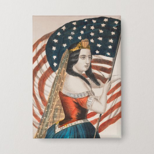 Patriottische Amerikaanse vrouw | Amerikaanse vlag Button (Voorkant)