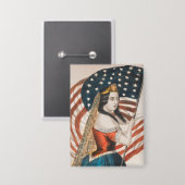 Patriottische Amerikaanse vrouw | Amerikaanse vlag Button (Voorkant / Achterkant)