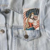 Patriottische Amerikaanse vrouw | Amerikaanse vlag Button (Insitu)