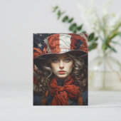 patriottische amerikaanse vrouw briefkaart (Staand voorkant)